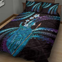 Hawaii King Kamehameha Quilt Bed Set Fantastic Plumeria Amethyst Gradient