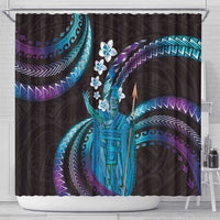 Hawaii King Kamehameha Shower Curtain Fantastic Plumeria Amethyst Gradient
