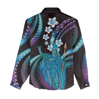 Hawaii King Kamehameha Women Casual Shirt Fantastic Plumeria Amethyst Gradient