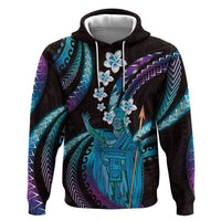 Hawaii King Kamehameha Zip Hoodie Fantastic Plumeria Amethyst Gradient