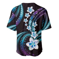 Hawaii Plumeria Baseball Jersey Amethyst Gradient Polynesian Pattern