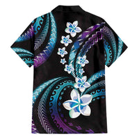Hawaii Plumeria Family Matching Off Shoulder Short Dress and Hawaiian Shirt Amethyst Gradient Polynesian Pattern