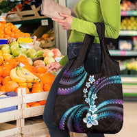 Hawaii Plumeria Grocery Bag Amethyst Gradient Polynesian Pattern