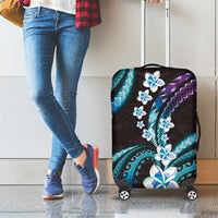 Hawaii Plumeria Luggage Cover Amethyst Gradient Polynesian Pattern