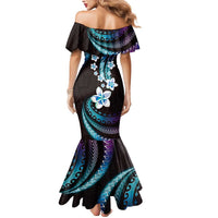 Hawaii Plumeria Mermaid Dress Amethyst Gradient Polynesian Pattern
