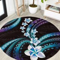 Hawaii Plumeria Round Carpet Amethyst Gradient Polynesian Pattern