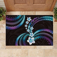 Hawaii Plumeria Rubber Doormat Amethyst Gradient Polynesian Pattern