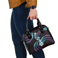 Hawaii Plumeria Shoulder Handbag Amethyst Gradient Polynesian Pattern