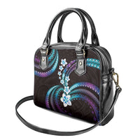 Hawaii Plumeria Shoulder Handbag Amethyst Gradient Polynesian Pattern