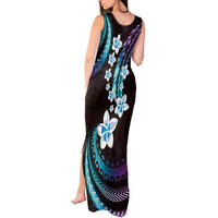 Hawaii Plumeria Tank Maxi Dress Amethyst Gradient Polynesian Pattern