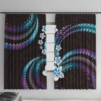 Hawaii Plumeria Window Curtain Amethyst Gradient Polynesian Pattern