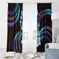 Hawaii Plumeria Window Curtain Amethyst Gradient Polynesian Pattern