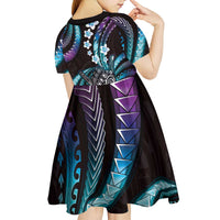 Hawaii Shaka Sign Kid Short Sleeve Dress Fantastic Frangipani Amethyst Gradient