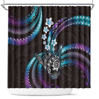 Hawaii Shaka Sign Shower Curtain Fantastic Frangipani Amethyst Gradient
