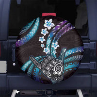 Hawaii Shaka Sign Spare Tire Cover Fantastic Frangipani Amethyst Gradient