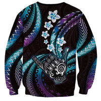 Hawaii Shaka Sign Sweatshirt Fantastic Frangipani Amethyst Gradient