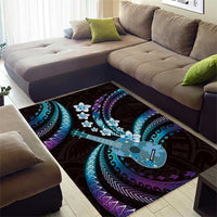 Hawaiian Ukulele Area Rug Amethyst Gradient Fantastic Plumeria