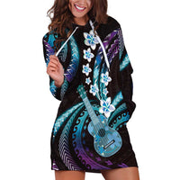 Hawaiian Ukulele Hoodie Dress Amethyst Gradient Fantastic Plumeria