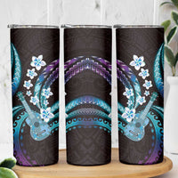 Hawaiian Ukulele Skinny Tumbler Amethyst Gradient Fantastic Plumeria