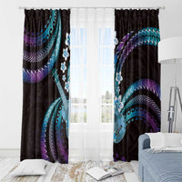 Hawaiian Ukulele Window Curtain Amethyst Gradient Fantastic Plumeria