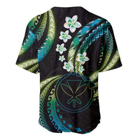 Hawaii Map Kanaka Maoli Baseball Jersey Fantastic Frangipani Chartreuse Cyan