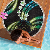 Hawaii Map Kanaka Maoli Beach Blanket Fantastic Frangipani Chartreuse Cyan