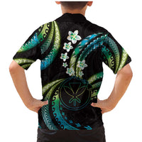 Hawaii Map Kanaka Maoli Family Matching Mermaid Dress and Hawaiian Shirt Fantastic Frangipani Chartreuse Cyan