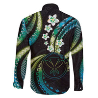 Hawaii Map Kanaka Maoli Family Matching Puletasi and Hawaiian Shirt Fantastic Frangipani Chartreuse Cyan