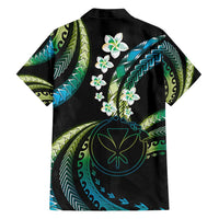 Hawaii Map Kanaka Maoli Family Matching Short Sleeve Bodycon Dress and Hawaiian Shirt Fantastic Frangipani Chartreuse Cyan