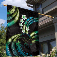 Hawaii Map Kanaka Maoli Garden Flag Fantastic Frangipani Chartreuse Cyan