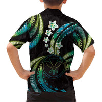 Hawaii Map Kanaka Maoli Kid Hawaiian Shirt Fantastic Frangipani Chartreuse Cyan
