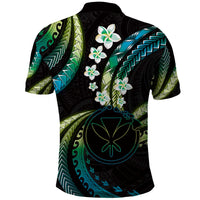 Hawaii Map Kanaka Maoli Polo Shirt Fantastic Frangipani Chartreuse Cyan