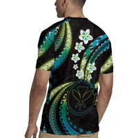 Hawaii Map Kanaka Maoli Rugby Jersey Fantastic Frangipani Chartreuse Cyan