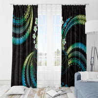 Hawaii Map Kanaka Maoli Window Curtain Fantastic Frangipani Chartreuse Cyan