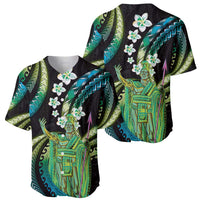 Hawaii King Kamehameha Baseball Jersey Fantastic Plumeria Chartreuse Cyan