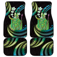 Hawaii King Kamehameha Car Mats Fantastic Plumeria Chartreuse Cyan