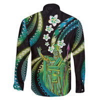 Hawaii King Kamehameha Family Matching Tank Maxi Dress and Hawaiian Shirt Fantastic Plumeria Chartreuse Cyan