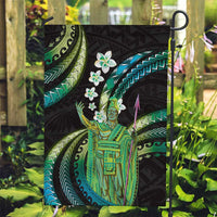 Hawaii King Kamehameha Garden Flag Fantastic Plumeria Chartreuse Cyan