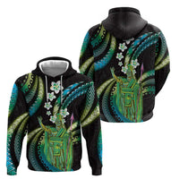 Hawaii King Kamehameha Hoodie Fantastic Plumeria Chartreuse Cyan