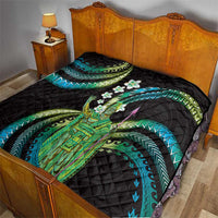 Hawaii King Kamehameha Quilt Fantastic Plumeria Chartreuse Cyan