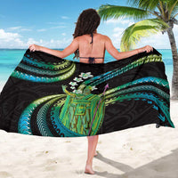 Hawaii King Kamehameha Sarong Fantastic Plumeria Chartreuse Cyan