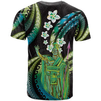 Hawaii King Kamehameha T Shirt Fantastic Plumeria Chartreuse Cyan