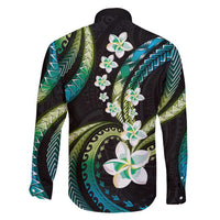 Hawaii Plumeria Family Matching Off Shoulder Maxi Dress and Hawaiian Shirt Chartreuse Cyan Polynesian Pattern