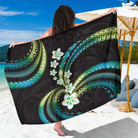 Hawaii Plumeria Sarong Chartreuse Cyan Polynesian Pattern