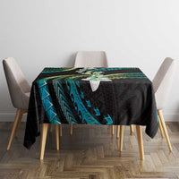 Hawaii Plumeria Tablecloth Chartreuse Cyan Polynesian Pattern