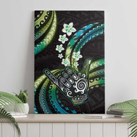 Hawaii Shaka Sign Canvas Wall Art Fantastic Frangipani Chartreuse Cyan