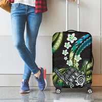 Hawaii Shaka Sign Luggage Cover Fantastic Frangipani Chartreuse Cyan
