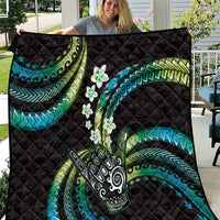 Hawaii Shaka Sign Quilt Fantastic Frangipani Chartreuse Cyan