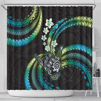 Hawaii Shaka Sign Shower Curtain Fantastic Frangipani Chartreuse Cyan