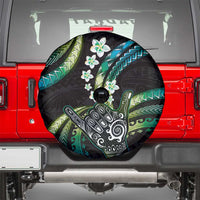 Hawaii Shaka Sign Spare Tire Cover Fantastic Frangipani Chartreuse Cyan